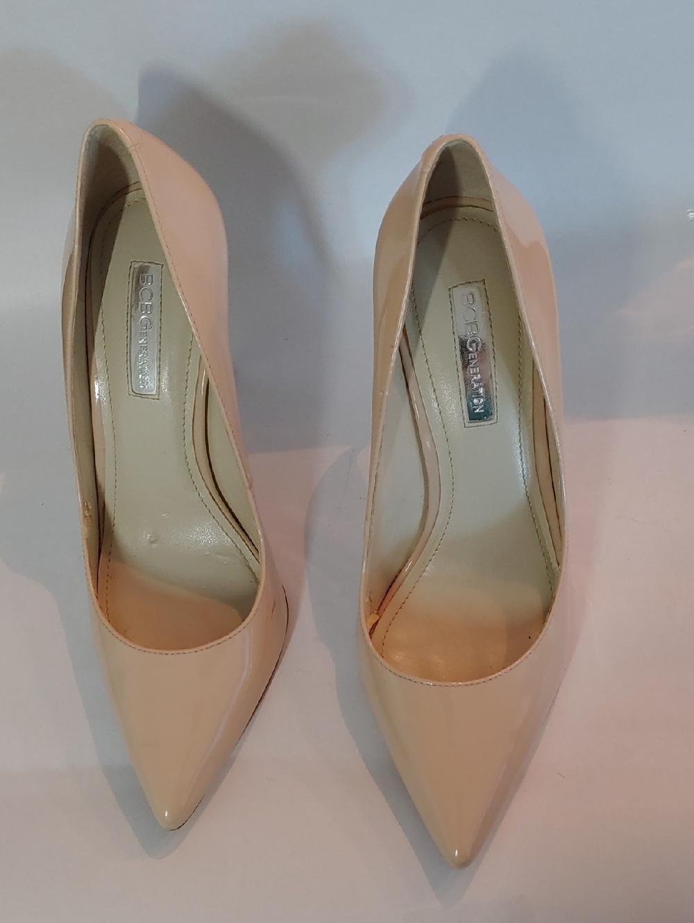 BCBGeneration Nude Patent Pointed-Toe Pumps